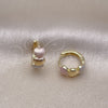 Oro Laminado Huggie Hoop, Gold Filled Style Heart Design, Polished, Tricolor, 02.213.0608.12