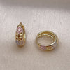 Oro Laminado Huggie Hoop, Gold Filled Style Leaf Design, Polished, Tricolor, 02.213.0612.14