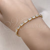 Oro Laminado Tennis Bracelet, Gold Filled Style Baguette Design, with White Cubic Zirconia, Polished, Golden Finish, 03.283.0354.07 (03 MM Thickness, 7 Inches Length)