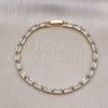 Oro Laminado Tennis Bracelet, Gold Filled Style Baguette Design, with White Cubic Zirconia, Polished, Golden Finish, 03.283.0354.07 (03 MM Thickness, 7 Inches Length)