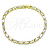 Oro Laminado Tennis Bracelet, Gold Filled Style Baguette Design, with White Cubic Zirconia, Polished, Golden Finish, 03.283.0354.07 (03 MM Thickness, 7 Inches Length)