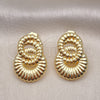 Oro Laminado Stud Earring, Gold Filled Style Infinite and Twist Design, Diamond Cutting Finish, Golden Finish, 02.163.0299