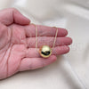 Oro Laminado Pendant Necklace, Gold Filled Style Ball and Hollow Design, Polished, Golden Finish, 04.341.0113.18 (01 MM Thickness, 18 Inches Length)