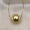 Oro Laminado Pendant Necklace, Gold Filled Style Ball and Hollow Design, Polished, Golden Finish, 04.341.0113.18 (01 MM Thickness, 18 Inches Length)