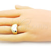 Oro Laminado Elegant Ring, Gold Filled Style Heart Design, Polished, Golden Finish, 01.341.0132 (One size fits all)