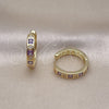 Oro Laminado Huggie Hoop, Gold Filled Style with Amethyst and White Cubic Zirconia, Polished, Golden Finish, 02.213.0618.20
