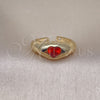 Oro Laminado Multi Stone Ring, Gold Filled Style Heart Design, with Garnet Cubic Zirconia, Polished, Golden Finish, 01.213.0053 (One size fits all)