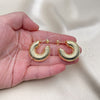 Oro Laminado Medium Hoop, Gold Filled Style Hollow Design, Diamond Cutting Finish, Golden Finish, 02.163.0308.30