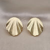 Oro Laminado Stud Earring, Gold Filled Style Leaf Design, Brushed Finish, Golden Finish, 02.385.0040