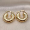 Oro Laminado Small Hoop, Gold Filled Style Hollow Design, Diamond Cutting Finish, Golden Finish, 02.341.0132.30