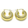 Oro Laminado Small Hoop, Gold Filled Style Hollow Design, Diamond Cutting Finish, Golden Finish, 02.341.0132.30