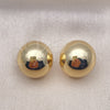 Oro Laminado Stud Earring, Gold Filled Style Ball Design, Polished, Golden Finish, 02.385.0050