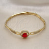 Oro Laminado Fancy Bracelet, Gold Filled Style with Garnet Cubic Zirconia and White Micro Pave, Polished, Golden Finish, 03.283.0362.08 (04 MM Thickness, 8 Inches Length)