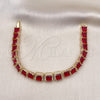 Oro Laminado Tennis Bracelet, Gold Filled Style with Garnet Cubic Zirconia and White Micro Pave, Polished, Golden Finish, 03.283.0366.07 (08 MM Thickness, 7 Inches Length)