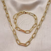 Oro Laminado Necklace and Bracelet, Gold Filled Style Twist Design, Polished, Golden Finish, 06.415.0003