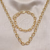 Oro Laminado Necklace and Bracelet, Gold Filled Style Twist Design, Polished, Golden Finish, 06.415.0004