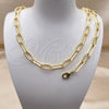 Oro Laminado Necklace and Bracelet, Gold Filled Style Twist Design, Polished, Golden Finish, 06.415.0005