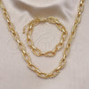 Oro Laminado Necklace and Bracelet, Gold Filled Style Twist Design, Polished, Golden Finish, 06.415.0005
