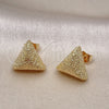 Oro Laminado Stud Earring, Gold Filled Style Matte Finish, Golden Finish, 02.195.0275