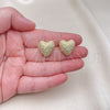 Oro Laminado Stud Earring, Gold Filled Style Heart Design, Matte Finish, Golden Finish, 02.195.0276