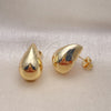 Oro Laminado Stud Earring, Gold Filled Style Teardrop Design, Polished, Golden Finish, 02.195.0277