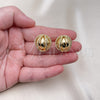 Oro Laminado Stud Earring, Gold Filled Style Ball and Twist Design, Polished, Golden Finish, 02.195.0278
