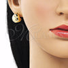 Oro Laminado Stud Earring, Gold Filled Style Ball Design, Polished, Golden Finish, 02.156.0685