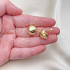 Oro Laminado Stud Earring, Gold Filled Style Ball Design, Polished, Golden Finish, 02.156.0685