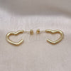 Oro Laminado Stud Earring, Gold Filled Style Heart Design, Polished, Golden Finish, 02.213.0631