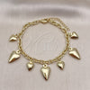 Oro Laminado Charm Bracelet, Gold Filled Style Heart and Rolo Design, Polished, Golden Finish, 03.213.0259.07 (05 MM Thickness, 7 Inches Length)