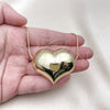 Oro Laminado Pendant Necklace, Gold Filled Style Heart and Hollow Design, Polished, Golden Finish, 04.341.0114.18 (01 MM Thickness, 18 Inches Length)
