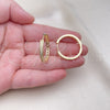 Oro Laminado Huggie Hoop, Gold Filled Style with White Micro Pave, Polished, Golden Finish, 02.213.0632.28