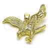 Oro Laminado Religious Pendant, Gold Filled Style Eagle Design, Diamond Cutting Finish, Golden Finish, 05.213.0144