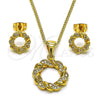 Oro Laminado Earring and Pendant Adult Set, Gold Filled Style Twist Design, Polished, Golden Finish, 10.342.0165