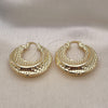Oro Laminado Medium Hoop, Gold Filled Style Hollow Design, Diamond Cutting Finish, Golden Finish, 02.196.0108.40
