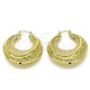 Oro Laminado Medium Hoop, Gold Filled Style Hollow Design, Diamond Cutting Finish, Golden Finish, 02.196.0108.40