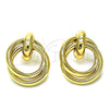 Oro Laminado Stud Earring, Gold Filled Style Hollow Design, Polished, Golden Finish, 02.196.0113