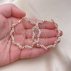 Oro Laminado Large Hoop, Gold Filled Style Twist Design, with Ivory Pearl, Polished, Golden Finish, 02.196.0114.50