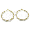 Oro Laminado Large Hoop, Gold Filled Style Twist Design, with Ivory Pearl, Polished, Golden Finish, 02.196.0114.50
