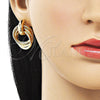 Oro Laminado Stud Earring, Gold Filled Style Hollow Design, Polished, Golden Finish, 02.196.0119