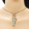 Oro Laminado Religious Pendant, Gold Filled Style San Judas Design, Diamond Cutting Finish, Golden Finish, 05.196.0006.1