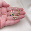 Oro Laminado Earring and Pendant Adult Set, Gold Filled Style Butterfly Design, with Multicolor Cubic Zirconia, Polished, Golden Finish, 10.196.0147