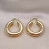 Oro Laminado Medium Hoop, Gold Filled Style Hollow Design, Diamond Cutting Finish, Golden Finish, 02.163.0316.30