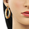 Oro Laminado Medium Hoop, Gold Filled Style Hollow Design, Diamond Cutting Finish, Golden Finish, 02.163.0317.40