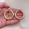 Oro Laminado Medium Hoop, Gold Filled Style Hollow Design, Diamond Cutting Finish, Golden Finish, 02.163.0317.40