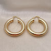 Oro Laminado Medium Hoop, Gold Filled Style Hollow Design, Diamond Cutting Finish, Golden Finish, 02.163.0317.40