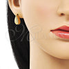 Oro Laminado Stud Earring, Gold Filled Style Teardrop Design, Diamond Cutting Finish, Golden Finish, 02.342.0327