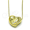 Oro Laminado Pendant Necklace, Gold Filled Style Heart and Hollow Design, Polished, Golden Finish, 04.213.0310.18 (01 MM Thickness, 18 Inches Length)