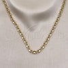 Oro Laminado Fancy Necklace, Gold Filled Style Puff Mariner Design, Polished, Golden Finish, 03.213.0234.24 (06 MM Thickness, 24 Inches Length)