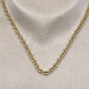 Oro Laminado Fancy Necklace, Gold Filled Style Puff Mariner Design, Polished, Golden Finish, 03.213.0233.24 (Thickness, 24 Inches Length)